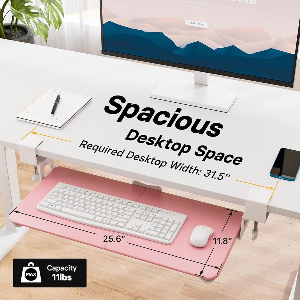 KMT01 under Desk Keyboard Tray, Pull-Out Keyboard & Mouse Platform with C-Clamp,