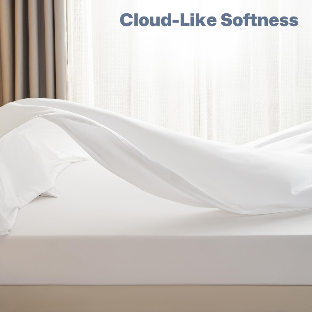 Twin Flat Sheets 6 Pack,White Brushed Microfiber Bed Sheets, Soft & Breathable B