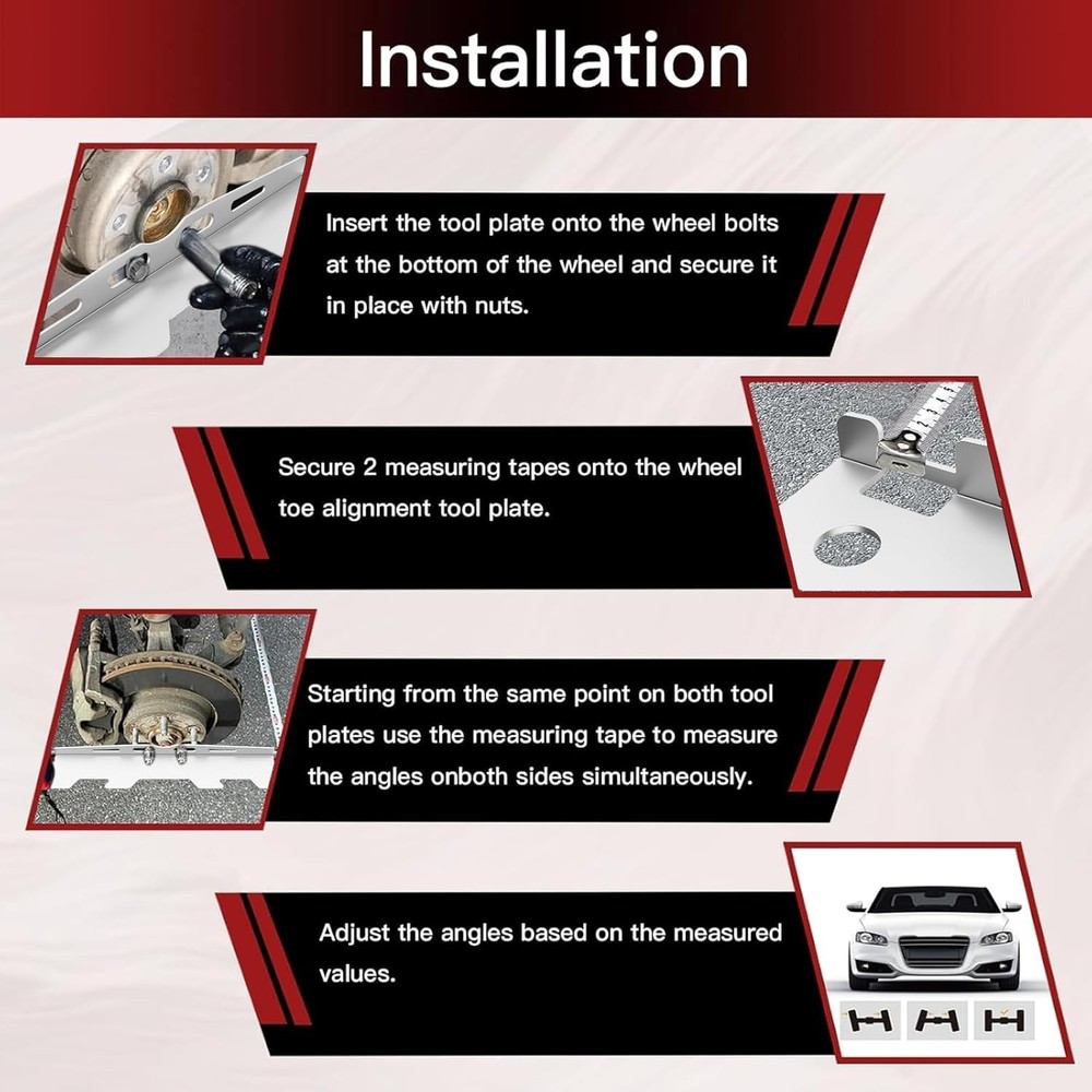 Wheel Alignment Tool Plates 2 Pack Toe Alignment Tool with 2 Measuring Tapes ...