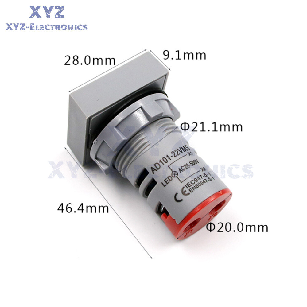 AC20-500V 22mm LED Light Panel Digital Voltage Volt Meter Display Voltmeter