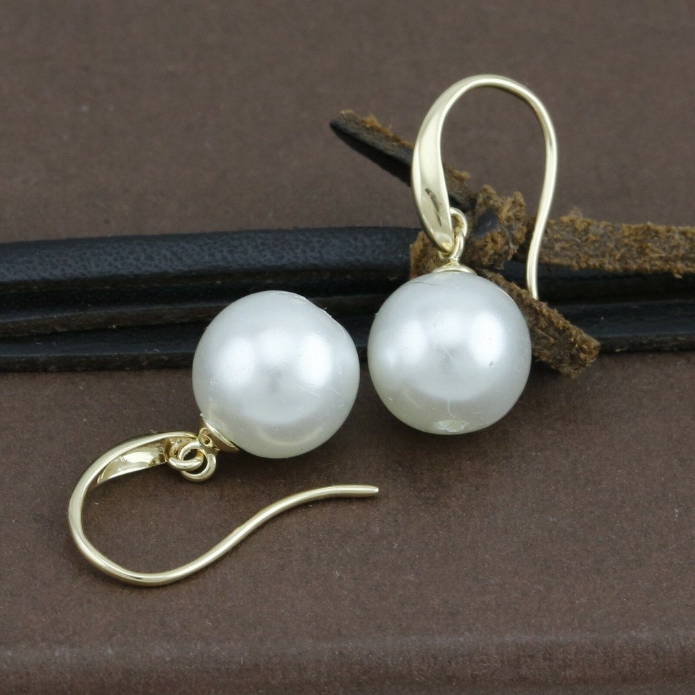 Genuine 18CT Solid Yellow Gold Pearl Hooks - 1 Pair