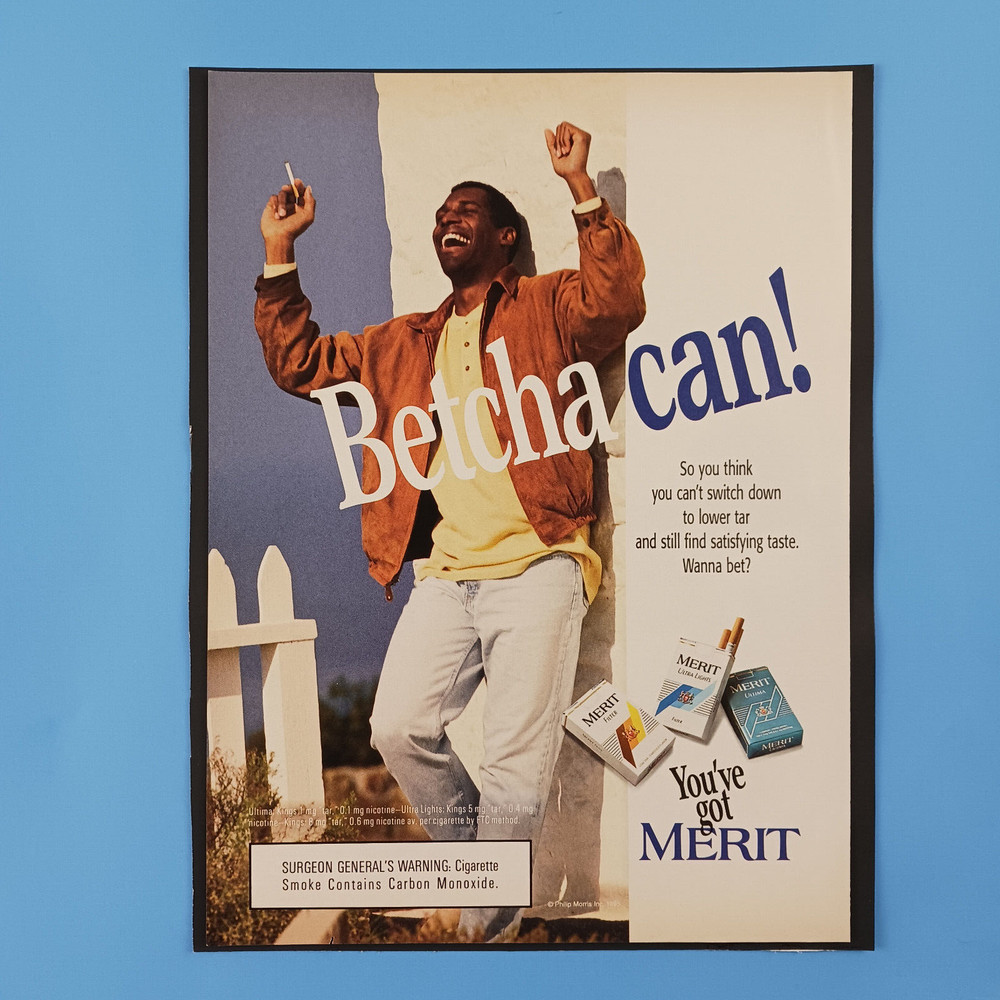1995 Merit Cigarettes Betcha Can Print Advertisement