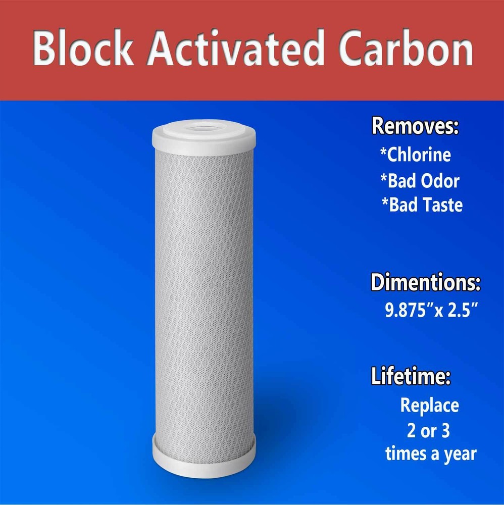 2 Coconut Shell Block Carbon & 2 Polypropylene Sediment 5 Mic 2.5"x 10"