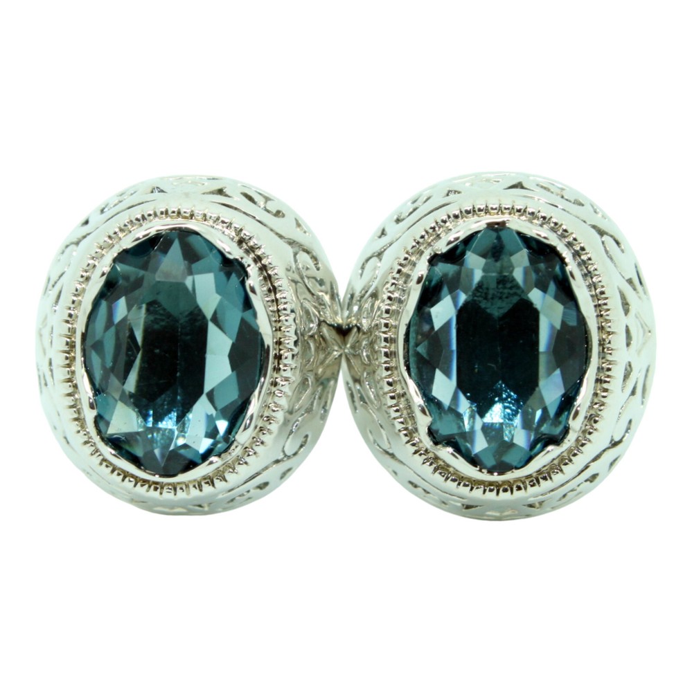Blue and Silver Cufflinks Oval Shape