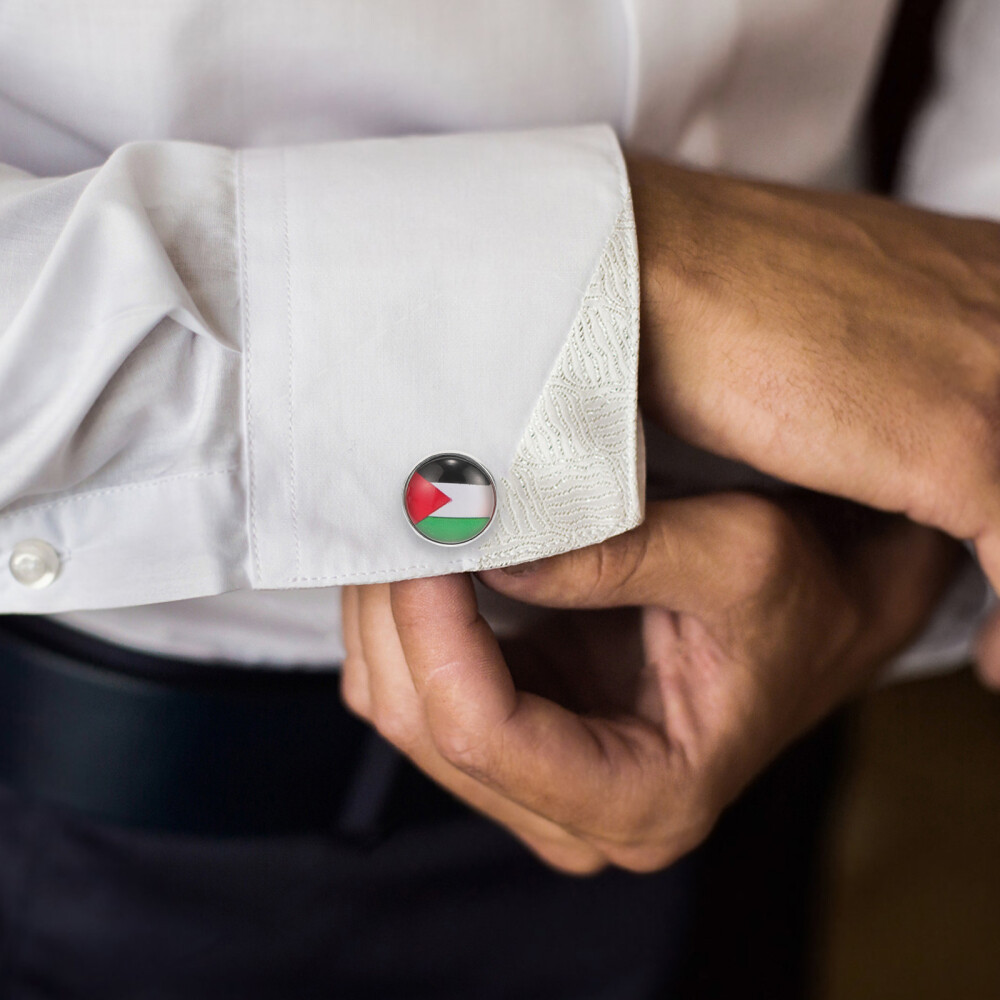 Button Covers Tux Shirt Cuff Link Palestinian Cufflinks Men's Flag
