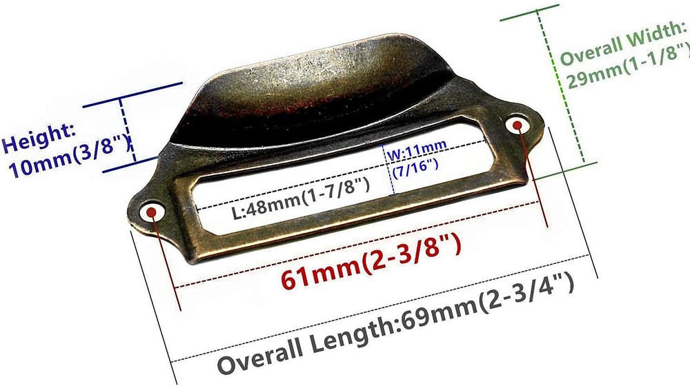 Office Library File Drawer Tag Frame Label Holder Pull Handle 30Pcs (Brass)