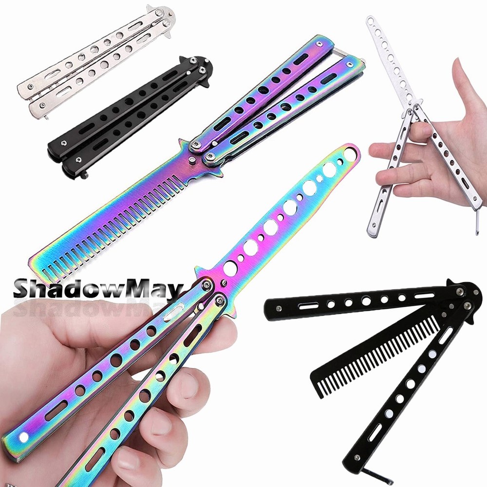 New Butterfly Training Knife Comb Trainer Metal Non Sharp Dull Practice Tool