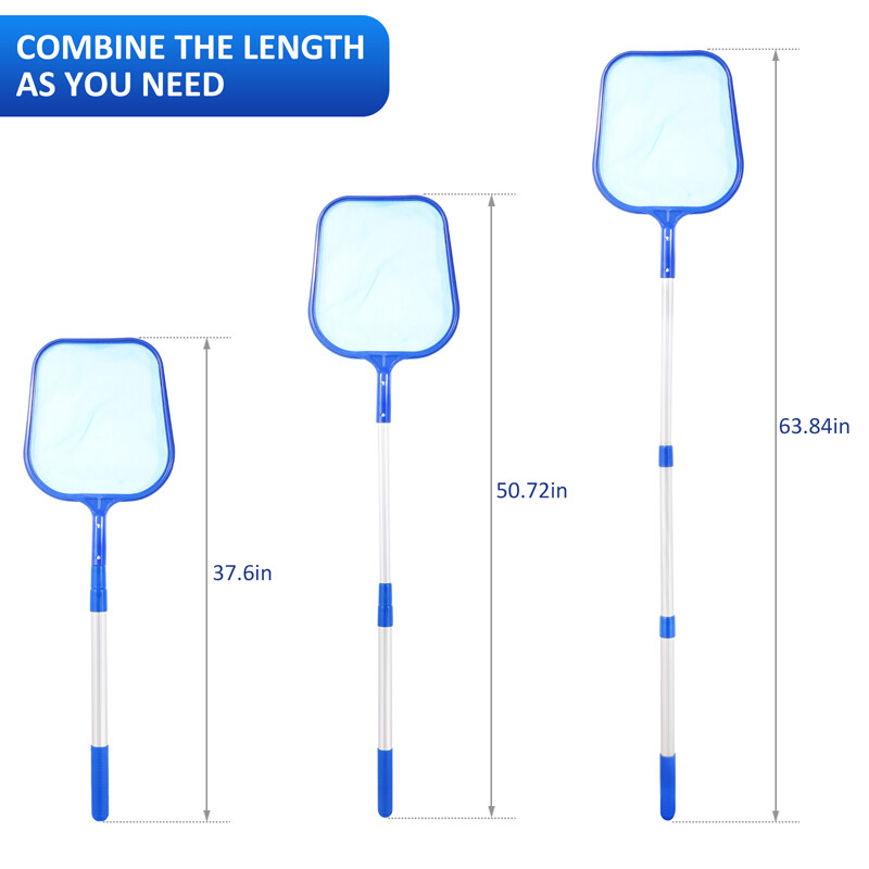 Pool Net Leaf Skimmer Net with Telescopic Pole Debris Removal Leaf Rake Fine Net