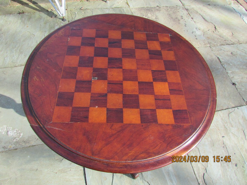 Antique Mahogany Chess Board Table Good Clean Condition