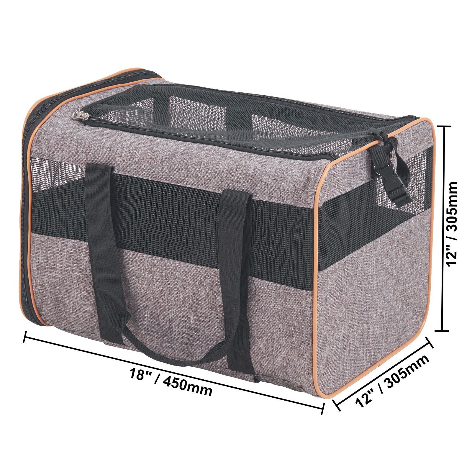 Cat Carrier with Wheels Airline Approved Rolling Pet Carrier 22 lbs Grey