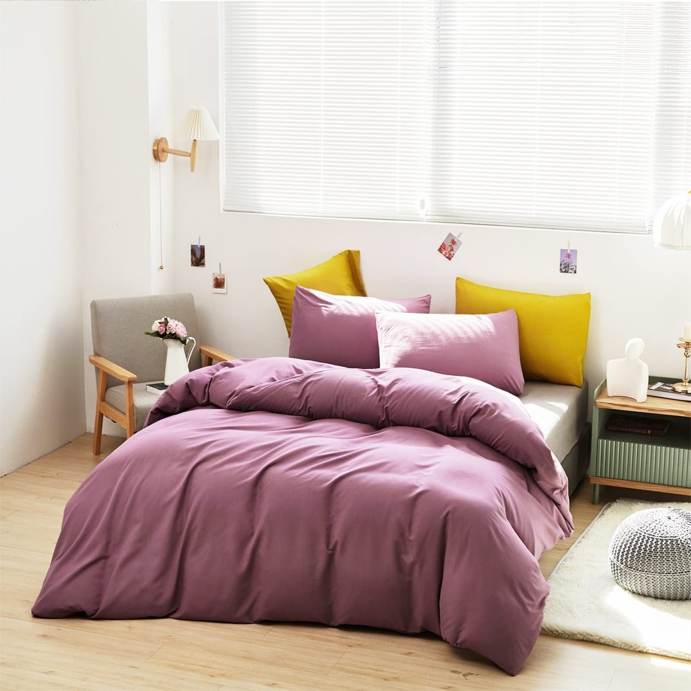 Dusty Purple Comforter Set Queen Solid Mauve Purple Bedding Comforter Sets fo...