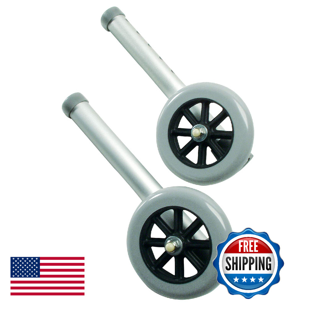 Lumex 5" Fixed Walker Wheels Replacement Rollator Accessories Universal