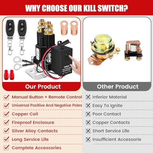Battery Disconnect Switch 12V Remote Battery Kill Switch Anti 500A Upgrade