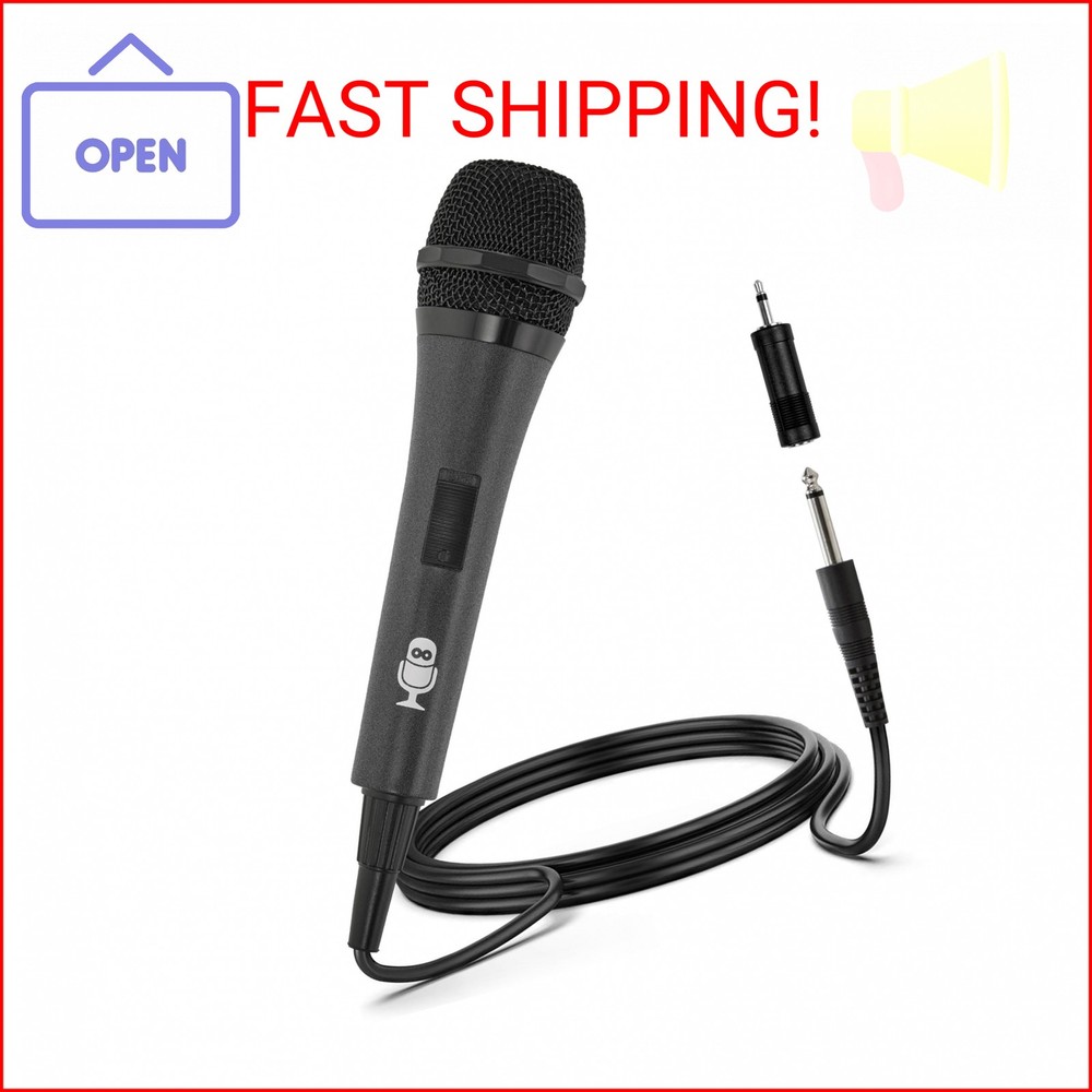 Singing Machine Wired Microphone for Karaoke, (Black) - Unidirectional Dynamic V
