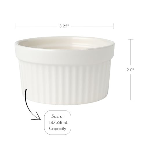4pc Oven Safe White Fluted Ceramic Ramekins Baking Supplies Kitchen