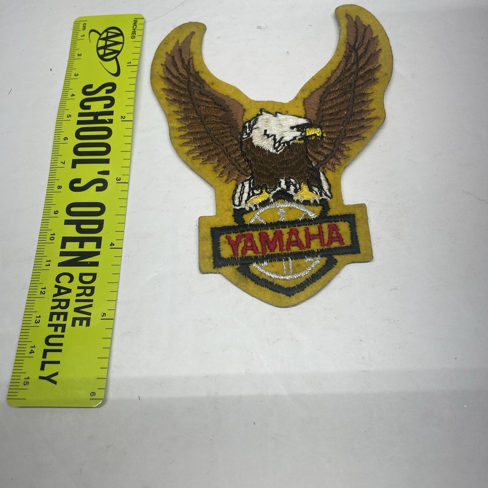 Yamaha Embroidered Eagle Motorcycle Jacket Patch Yellow 5" x 4"