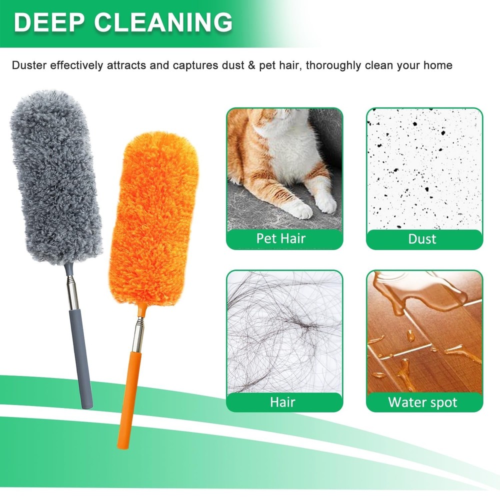 4 Pack Small Microfiber Feather Duster, with 13" to 30" Extendable Pole, Micr...