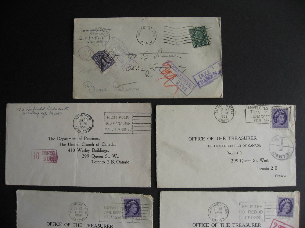 Canada handstamp postage due 7 covers, 4 are opened on 3 sides