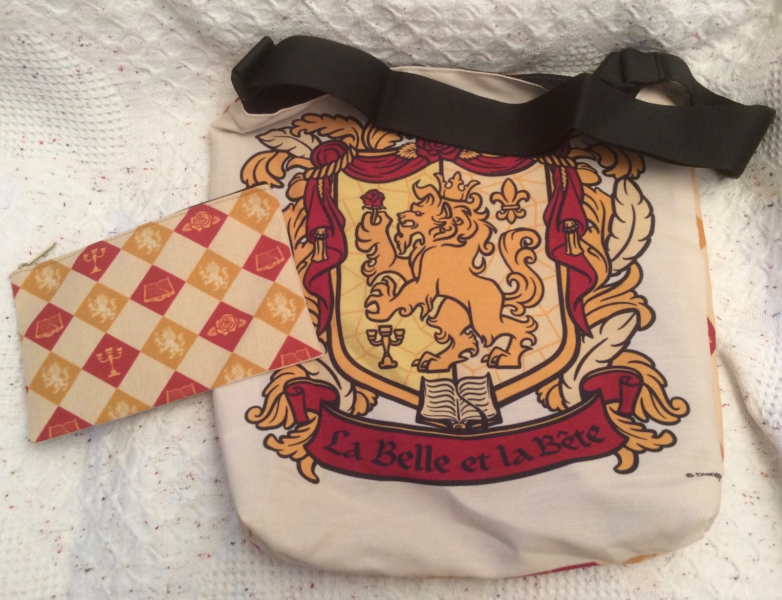 Disney Beauty & The Beast La Belle et La Bete Crest Tote + Zip Pouch Cream