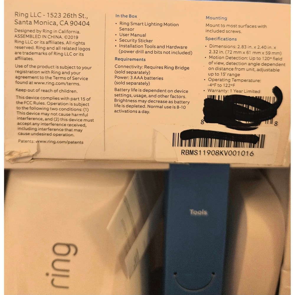 Ring Smart Lighting Spotlight White and Motion Sensor Black Bundle New Open Box