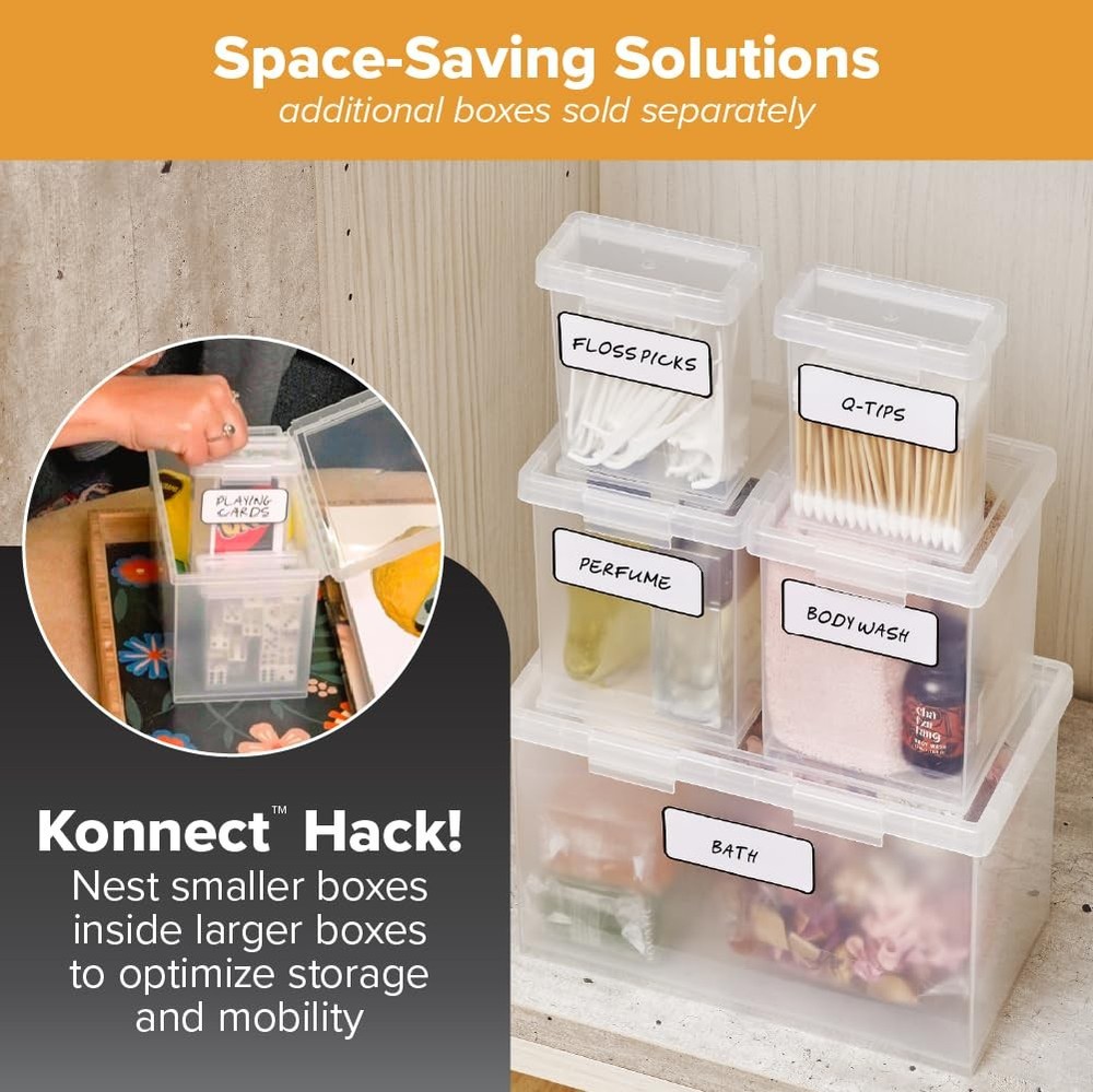 Bostitch Konnect Storage Containers with Combo pack 1 Large, 2 Medium, Clear
