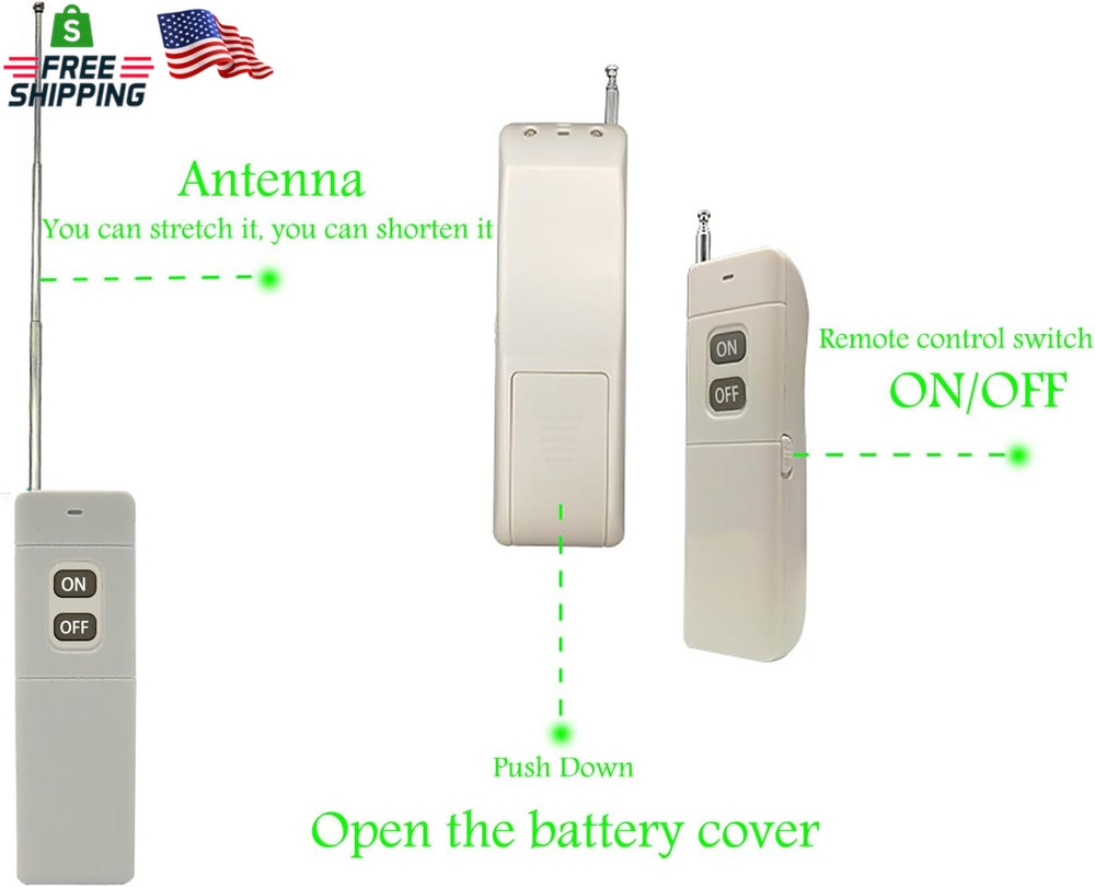 DC12V Remote Control Switch,9400Ft Long Range,Dc12V/24V/48V/72V,Ip65 Waterproof