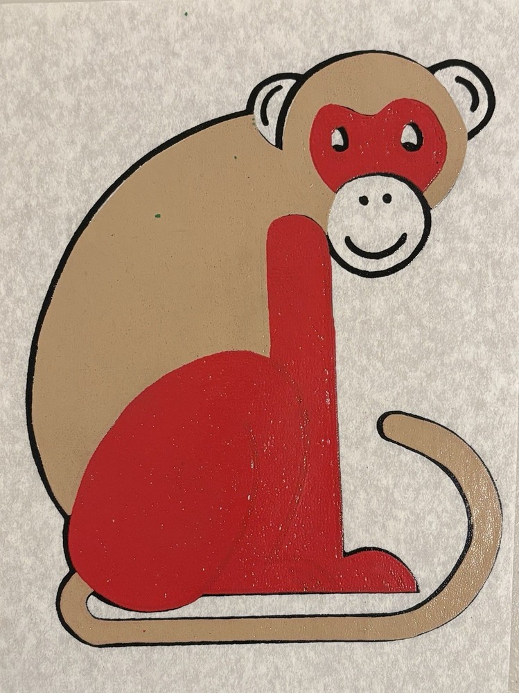 Original Vintage Cute Monkey Iron On Transfer