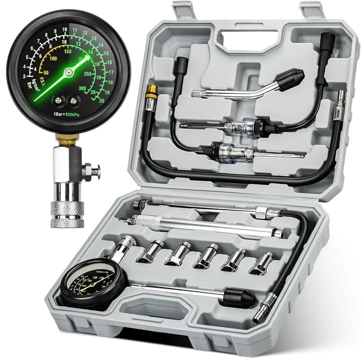 Professional Compression Tester Kit - 300 PSI Triple-Scale, 2 Spark Plug Testers