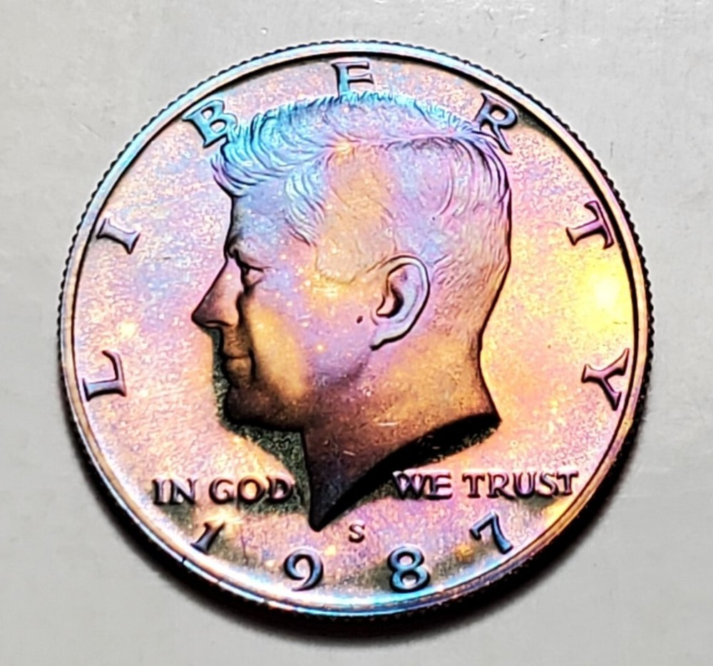 TONED 1987 S PROOF SET 5 COIN UNC SET #BX78