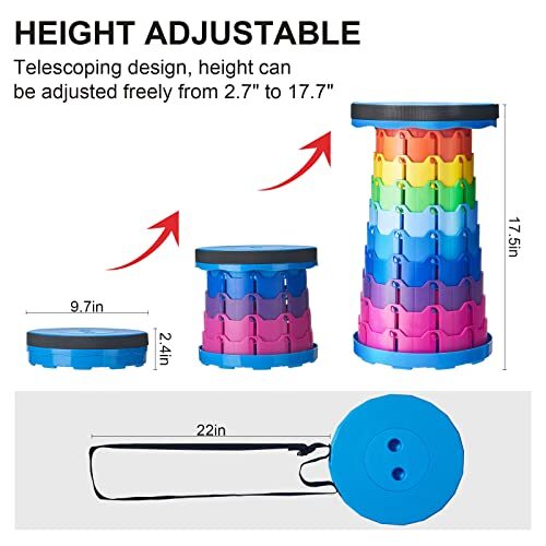 Collapsible Camping Stool Foldable Telescopic Retractable Sitting Camp Chair