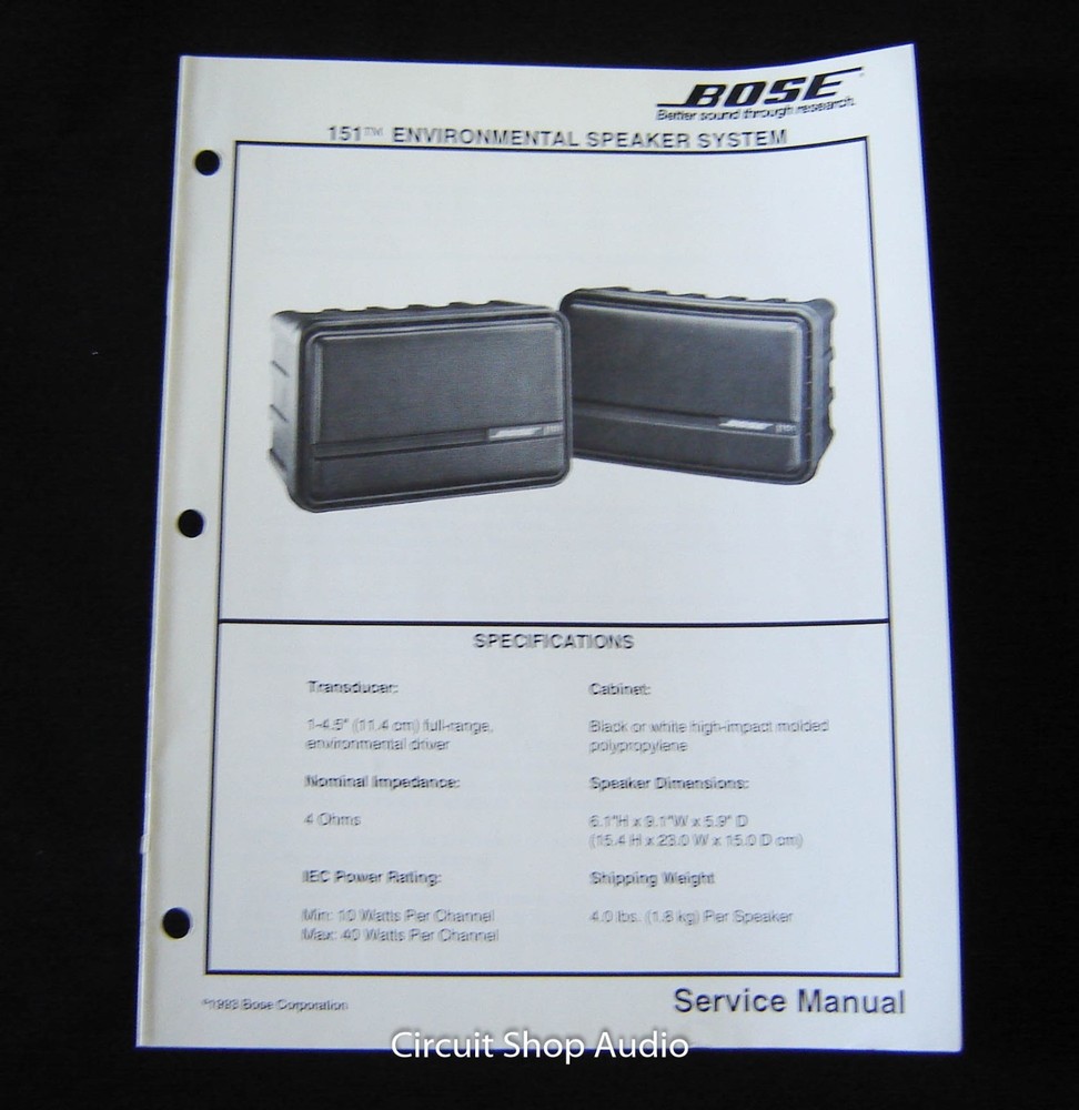 Original Bose 151 Environmental Speaker System Service Manual