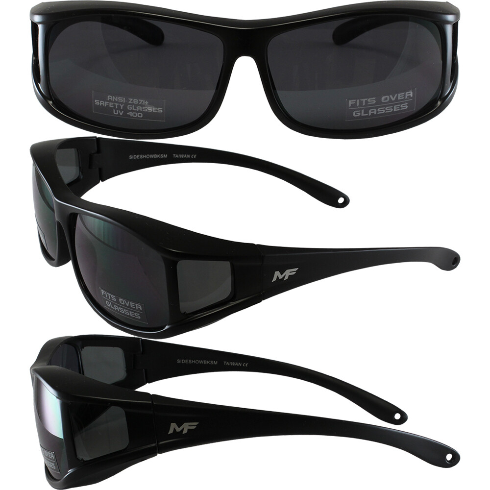 Motoframe Sideshow OTG Sunglasses Black Frame Smoke Lens Microfiber Pouch