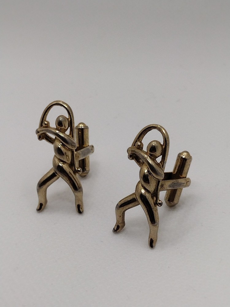 Vintage Gold Tone Twisted Man Cufflinks