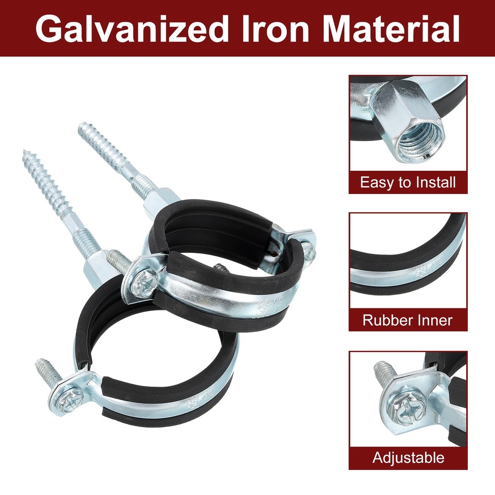 6 Pcs Adjustable Pipe Bracket Clamp, 3/4"(19mm) Wall Ceiling Mount Support