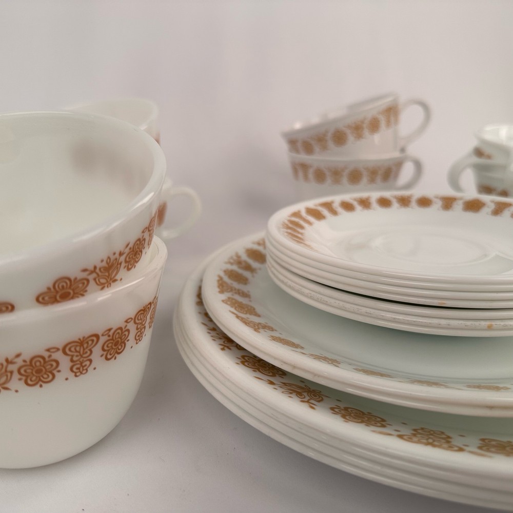 Vintage Corelle Butterfly Gold Dinnerware Set