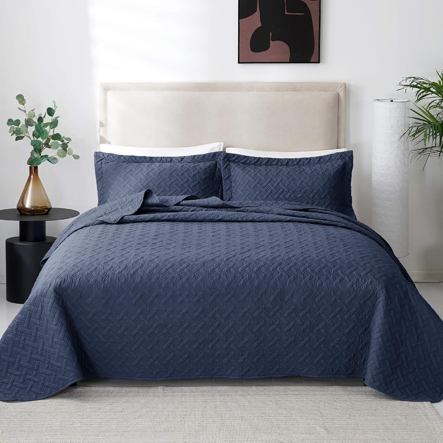 3 Piece Quilted Bedspread Queen King Size Ultra Soft Coverlet Comforter Set