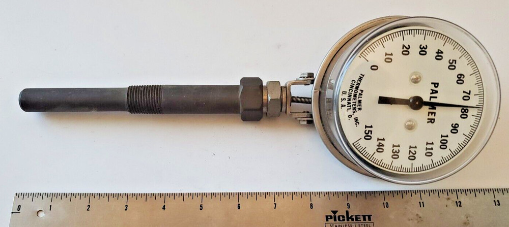 Palmer Thermometer 0/150 F 4" Face Adjustable Sensor