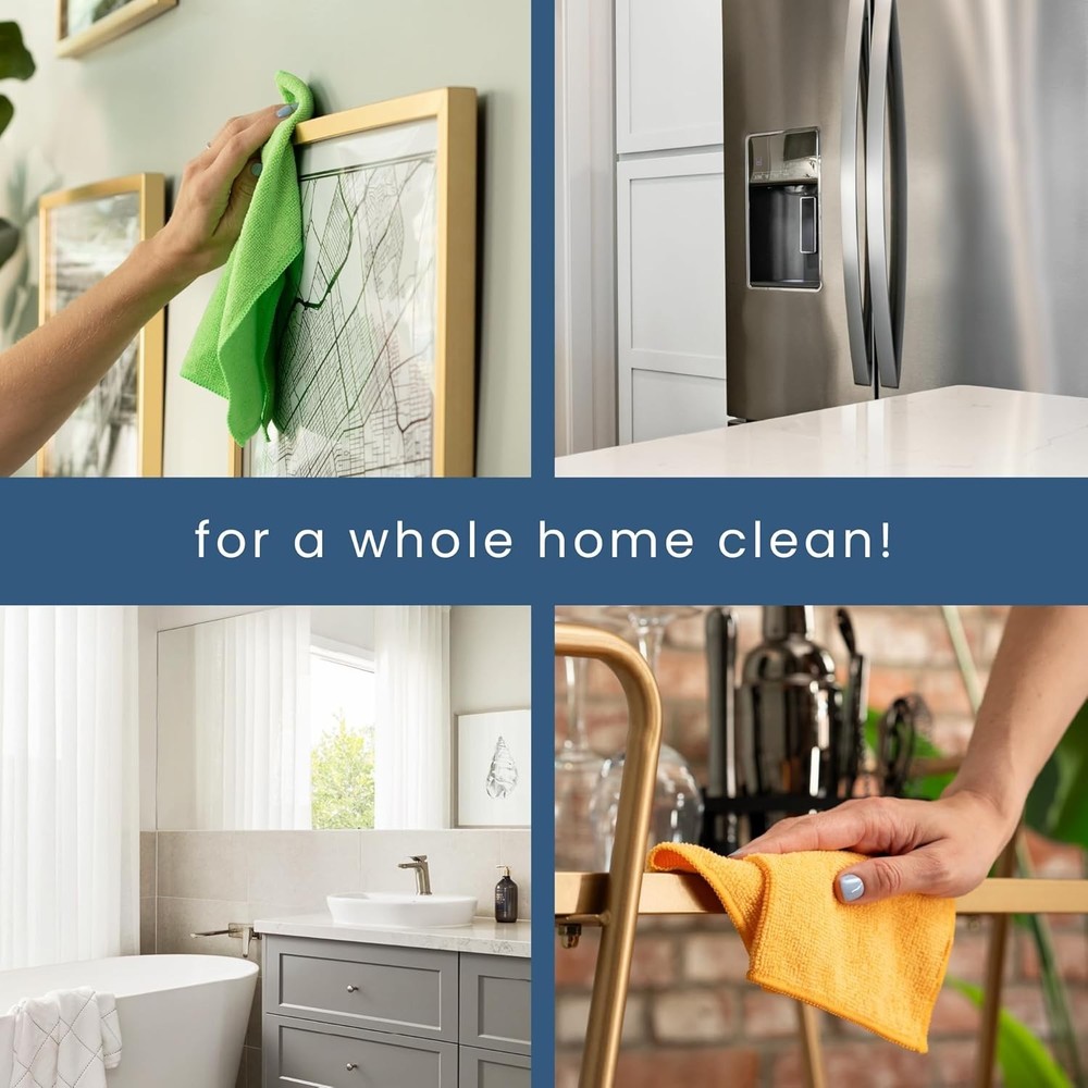100 Pack Microfiber Cleaning Cloth, Bulk Towels for Home, Reusable Microfiber...