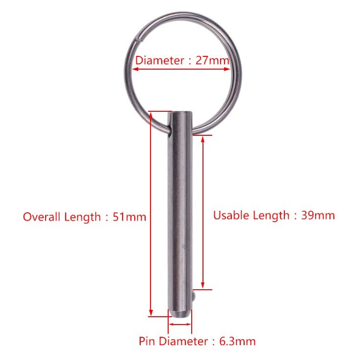ZTUOAUMA 4X 1/4'' Diameter Simple Insert Quick Release Overall 2'', Silver