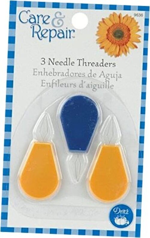 9636D Plastic Needle Threaders, 3-Pack, Blue/Yellow