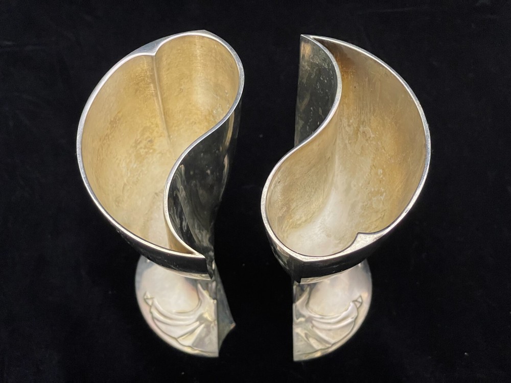 Silver Plated Heart Shape Wedding Double Toasting Chalice