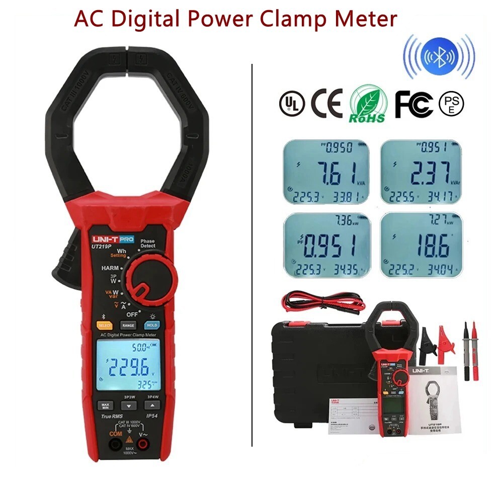 UNI-T Digital Power Factor Clamp Meter Multimeter TRMS AC Value Bluetooth