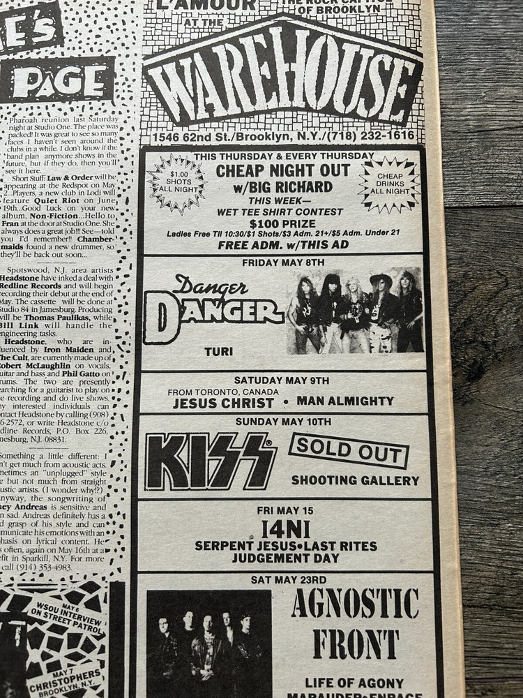 KISS Concert Ad Advert Revenge Tour 1992 L'Amour Warehouse NYC Vintage Kiss C