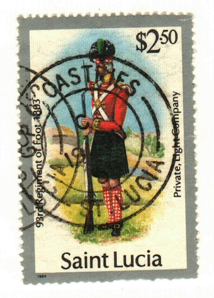 St Lucia #759 used colonial soldier