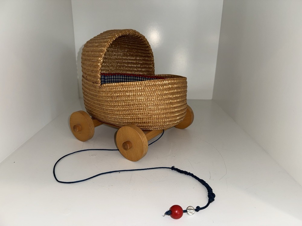 Small Woven Pram Pull Toy Basket
