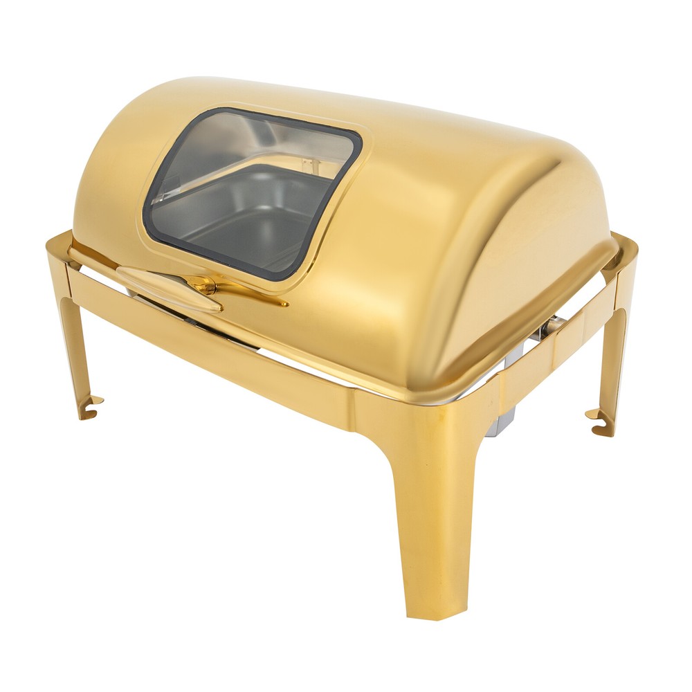 Roll Top Chafing Dishe Chafing Dish with 2 Food Pans & Visible Lid Rectangular