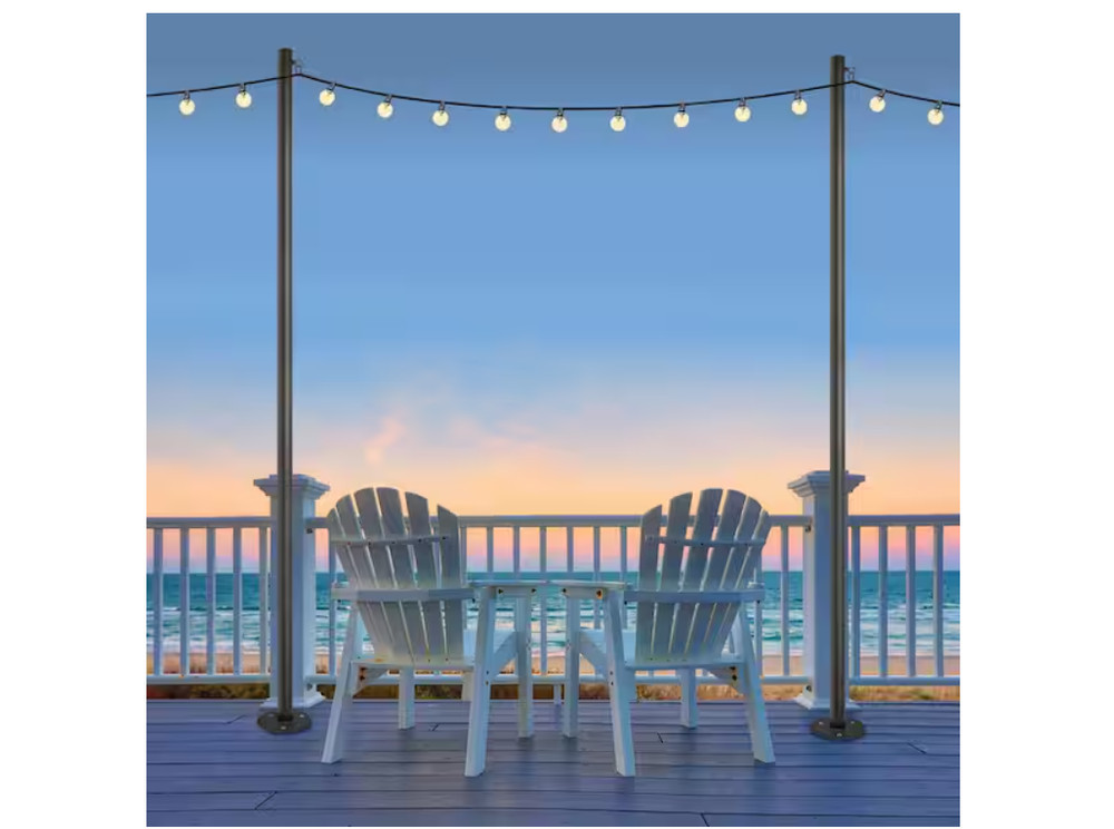 EXCELLO GLOBAL PRODUCTS One 10 ft. Premium String Light Pole For Deck/Concrete