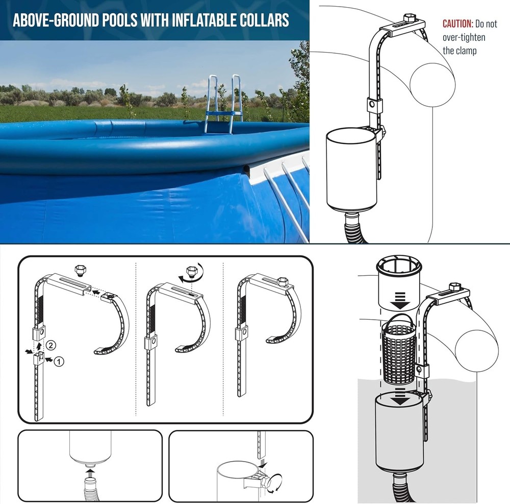 Efficient Floating Pool Skimmer - Includes 5 Adapters for Easy Installation