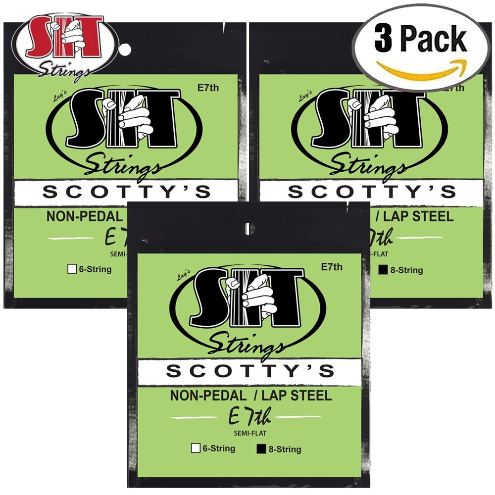 3-PACK SIT SC8E7TH Scotty's Non-Pedal/Lap Steel Semi-Flat 8-String E 7TH