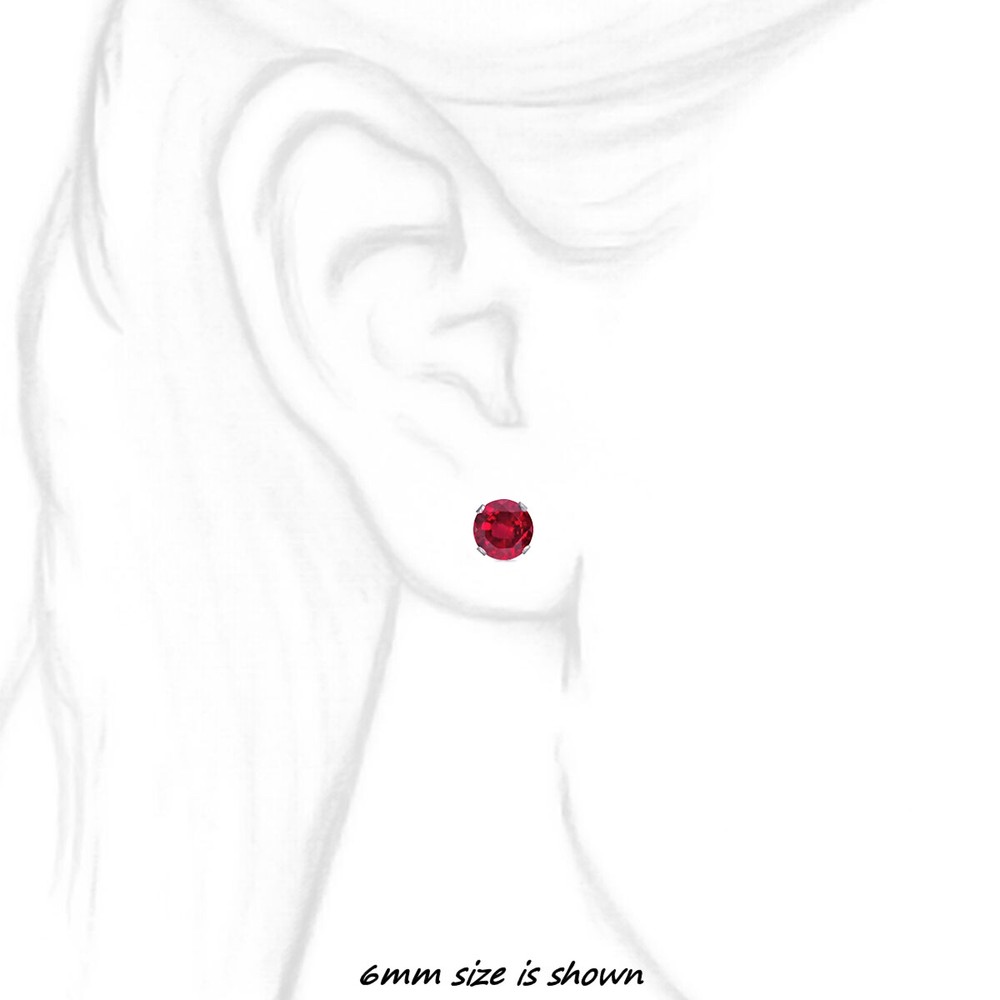 1000 Jewels Brilliant Cut Simulated Ruby Sterling Silver Stud Earrings